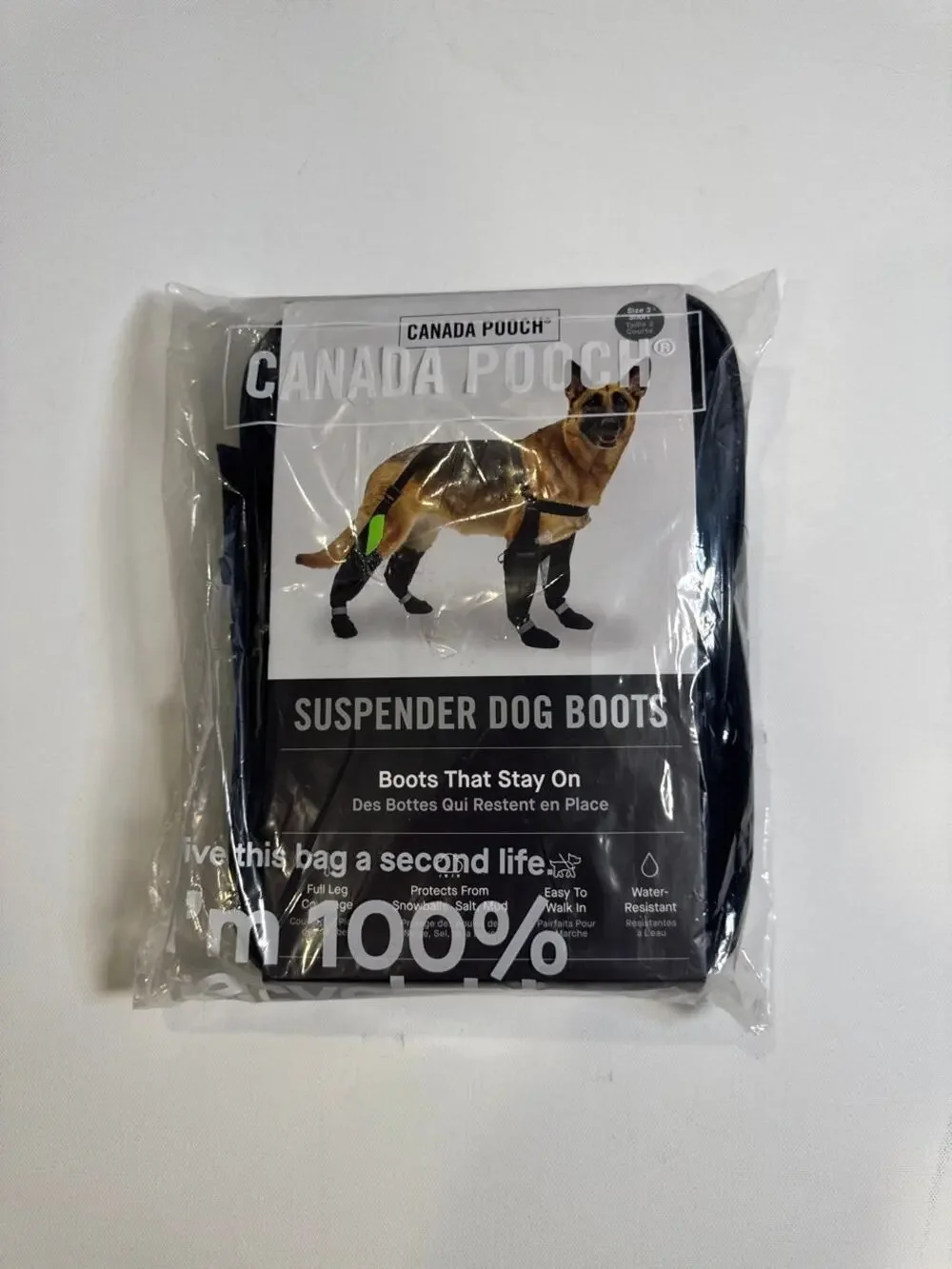 Canada Pooch Suspender Boots — Black — Size 3 Short